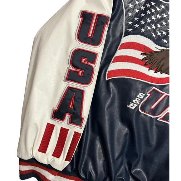 Steve & Barry’s USA Eagle Varsity Jacket Bomber Wool Leather Mens XL Y2K Vintage - Picture 8 of 13